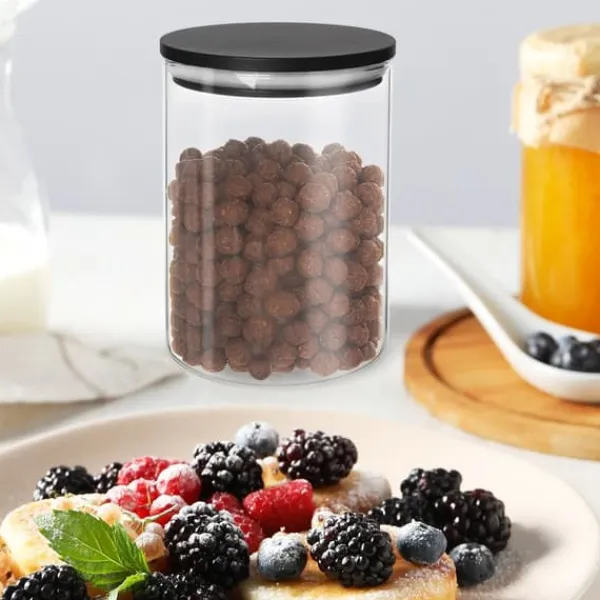 Glasbeholder til løse produkter med låg og forsegling 600 ml Best