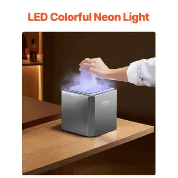 Isspande & Kølere>Glasfryser, 19.5x19.5x19 cm, LED-lys, rustfrit stål