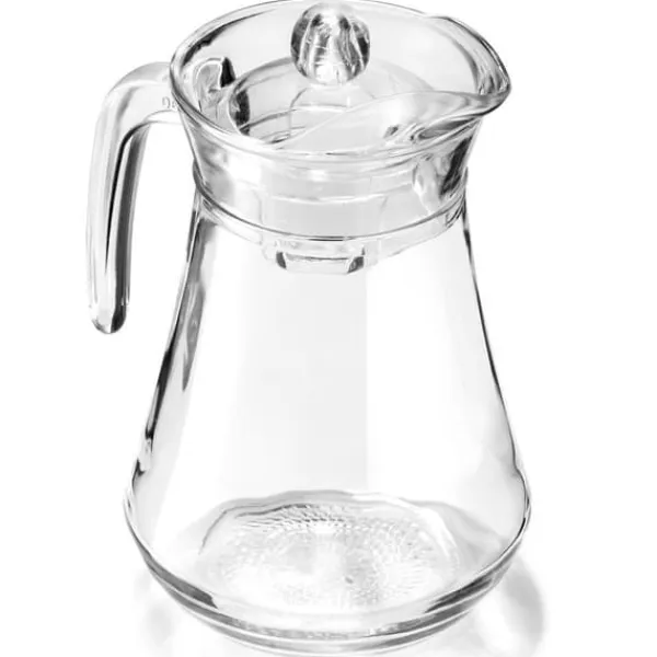 Glas>Glaskande til drikkevarer, vand, juice, citronvand, med låg, 1,4 l