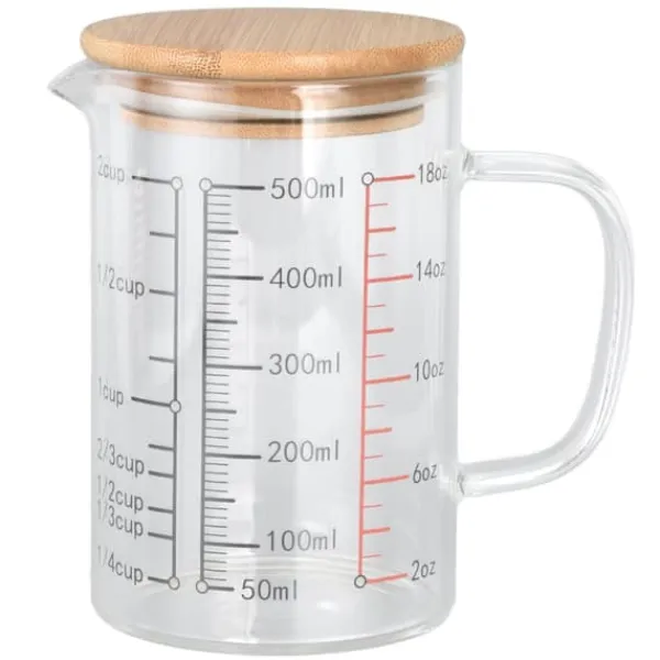 Glasmätkopp V-format munstycke Klarskala Komfortabelt grepp Borosilikatglas kaffekoppar 500 ml Sale