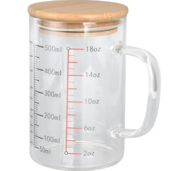 Glasmätkopp V-format munstycke Klarskala Komfortabelt grepp Borosilikatglas kaffekoppar 500 ml Sale