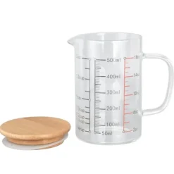 Glasmätkopp V-format munstycke Klarskala Komfortabelt grepp Borosilikatglas kaffekoppar 500 ml Sale