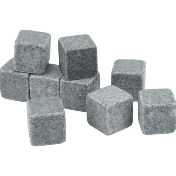 Whiskysten>Granit Whiskystensæt til Whisky, Gin, Vin, Vodka - 2 cm isterninger med flannelpose