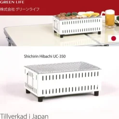 Griller>Green Life UC-350S Japansk Bordsgrill Yakitori Grill Kolgrill Shichirin Hibachi Vit - Tillverkad i Japan