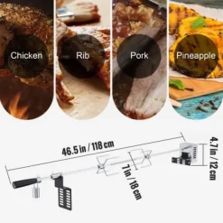 Grill Rotisserisæt, 81,3x99,1 cm, Rustfrit Stål, Elektrisk Motor Discount