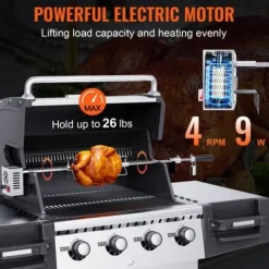 Grill Rotisserisæt, 81,3x99,1 cm, Rustfrit Stål, Elektrisk Motor Discount