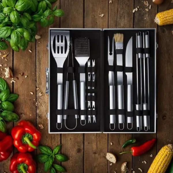 Griller>Grillbestik 18 dele rustfrit stål - grå