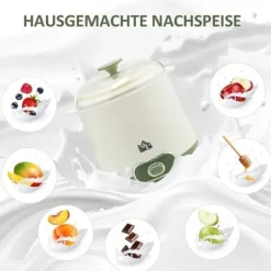 Græsk yoghurtmaskine, 1,5 liter med 2 glaskrukker og si, 20 W, til 3-5 personer, hvid Sale