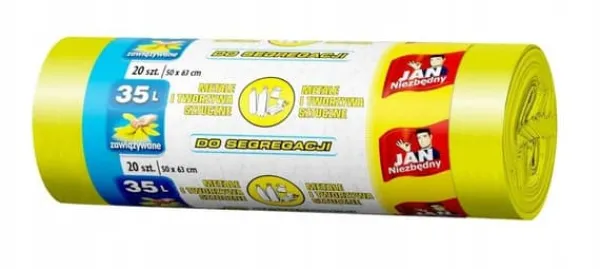 Skraldeposer>Gule affaldsposer til plastsortering 35 l
