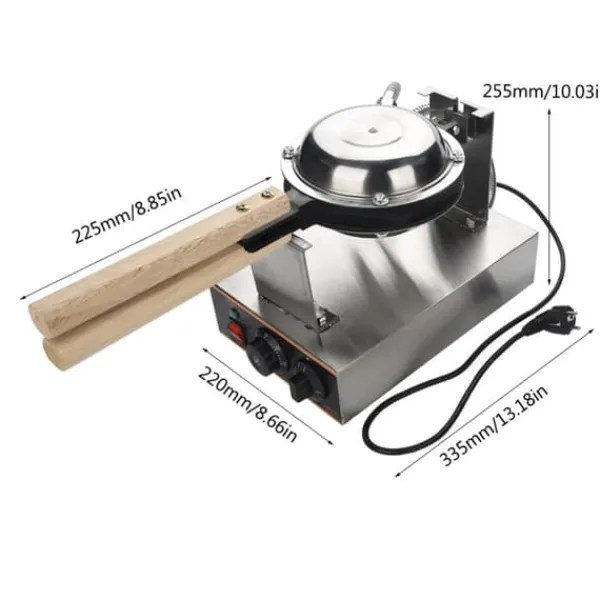Vaffeljern>Ægvaffeljern Bubble Waffle - Elektrisk vaffelmaskine - Nonstick-belagte plader - Rustfrit stål - Træhåndtag - Sort