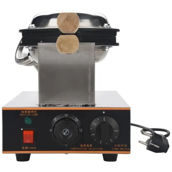 Vaffeljern>Ægvaffeljern Bubble Waffle - Elektrisk vaffelmaskine - Nonstick-belagte plader - Rustfrit stål - Træhåndtag - Sort