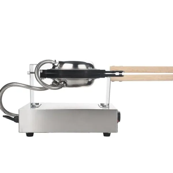 Vaffeljern>Ægvaffeljern Bubble Waffle - Elektrisk vaffelmaskine - Nonstick-belagte plader - Rustfrit stål - Træhåndtag - Sort