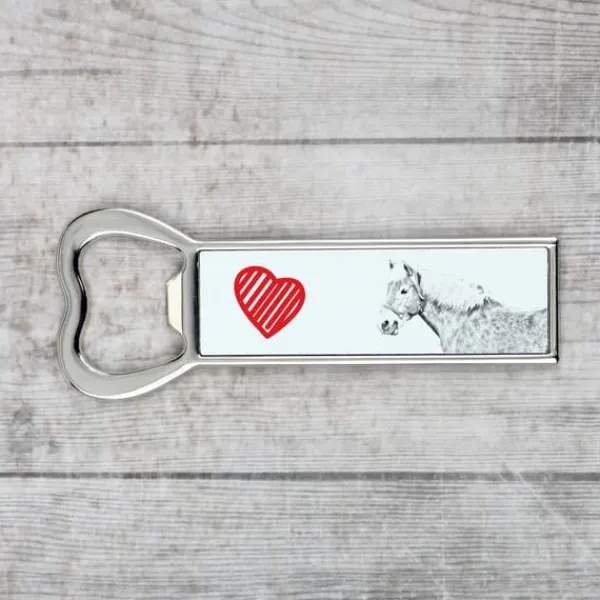 Haflinger Fohlen - oplukker med hest, personlig køleskabsåbner, unik gave til en mand fra Art-Dog