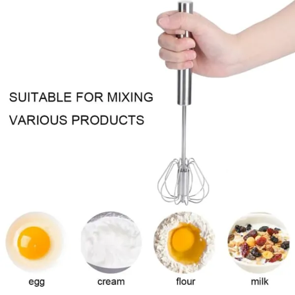 Halvautomatisk æggepiskeris i rustfrit stål Mixer Blender Mælkeskummer Køkkenredskaber (K3328#A (S)) Clearance