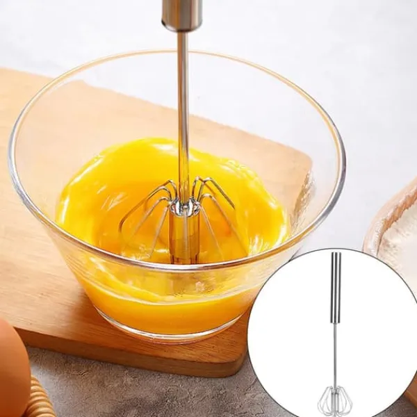 Halvautomatisk æggepiskeris i rustfrit stål Mixer Blender Mælkeskummer Køkkenredskaber (K3328#A (S)) Clearance