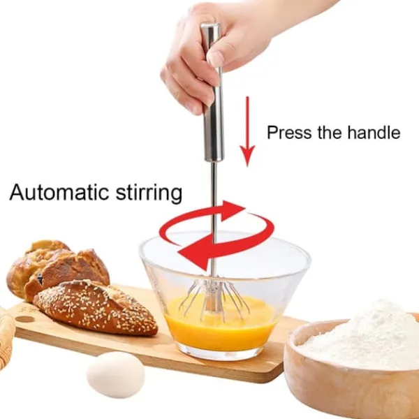 Mixere Og Blendere>Halvautomatisk æggepiskeris i rustfrit stål Mixer Blender Mælkeskummer Køkkenredskaber (K3328#B (M))