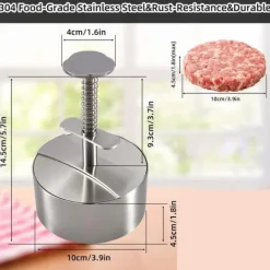 Hamburgerpresse i rustfrit stål 304 – justerbar og holdbar kødpresse, non-stick form til perfekte burgere Clearance