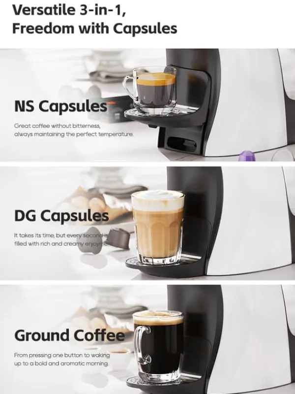 Kaffemaskiner Til God Kaffe>HiBREW H3B 2025 kapselkaffemaskine – 19 bar tryk, fungerer med 3 i 1