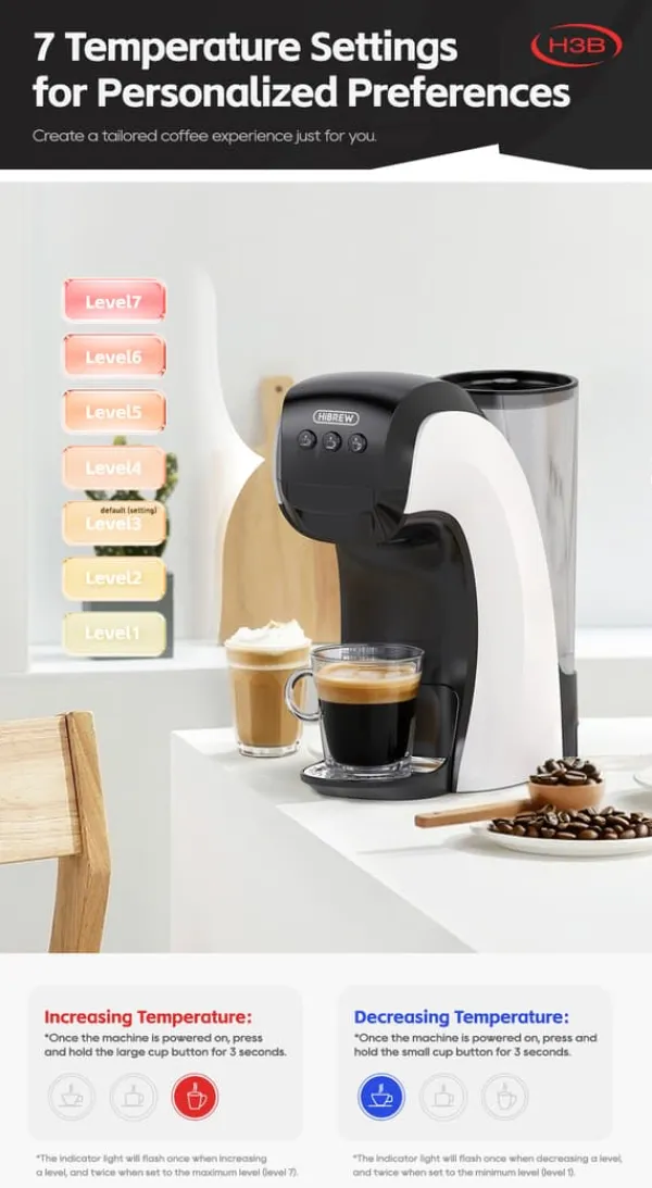 Kaffemaskiner Til God Kaffe>HiBREW H3B 2025 kapselkaffemaskine – 19 bar tryk, fungerer med 3 i 1