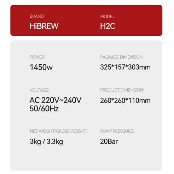 HiBREW H2C 20Bar Multifunktionel Kaffemaskine, kompatibel med Lavazza, DG, NS kaffekapsler og friskmalet kaffe - sort Hot