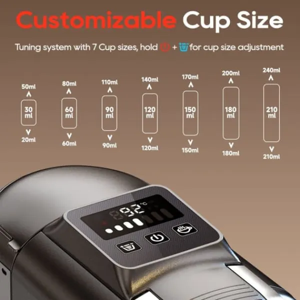 HiBREW H2C 20Bar Multifunktionel Kaffemaskine, kompatibel med Lavazza, DG, NS kaffekapsler og friskmalet kaffe - sort Hot