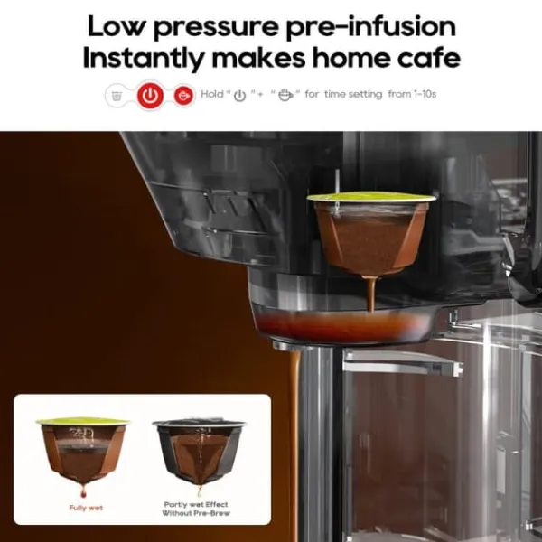 HiBREW H2C 20Bar Multifunktionel Kaffemaskine, kompatibel med Lavazza, DG, NS kaffekapsler og friskmalet kaffe - sort Hot