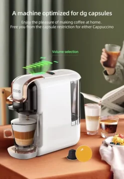HiBREW 5-i-1 Multi-Capsule Kaffemaskine, Varm/Kold, DG Cappuccino, NES, Lille Kapsel, ESE Kapsel, Formalet Kaffe, Feltflaske, 20 Bar, H2B Hvid New