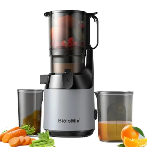 Juicepresser - Nyd Friskpresset Juice Derhjemme>Høj Saftudbytte Koldpresset Juicer, 130mm Bred Fodertragt, 1.8L Kapacitet,220-240V, EU, SJ-023