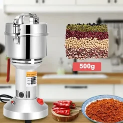 Højhastigheds kornkværn, 220V kværn 500 g, til urter/krydderier/nødder/korn, overbelastningsbeskyttelse, lysegrå Clearance