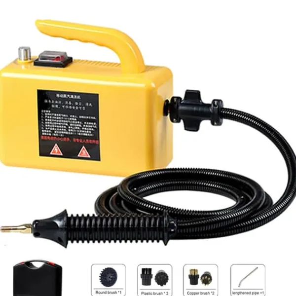 Damprensere>Højtryks damprenser - Håndholdt steamer - Effekt 2600 W - Rengøring af fuger & fliser - Bilinteriør & hjem - EU-stik 220 V - Gul