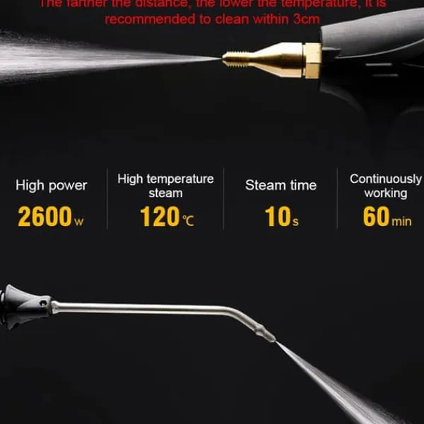 Damprensere>Højtryks damprenser - Håndholdt steamer - Effekt 2600 W - Rengøring af fuger & fliser - Bilinteriør & hjem - EU-stik 220 V - Gul