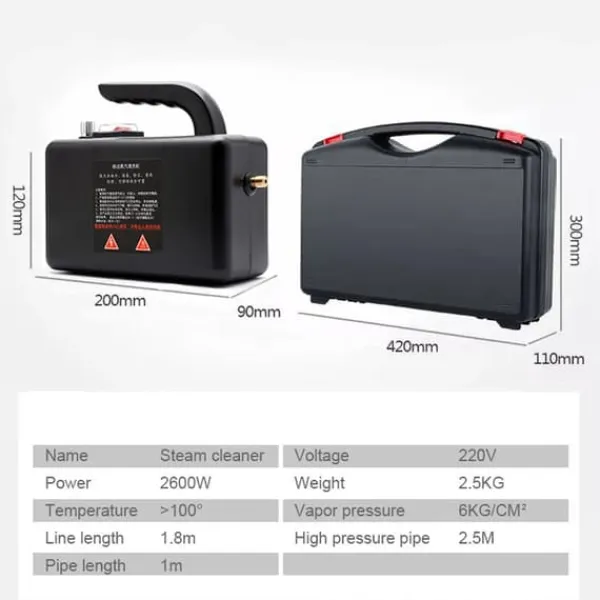 Damprensere>Højtryks damprenser - Håndholdt steamer - Effekt 2600 W - Rengøring af fuger & fliser - Bilinteriør & hjem - EU-stik 220 V - Gul