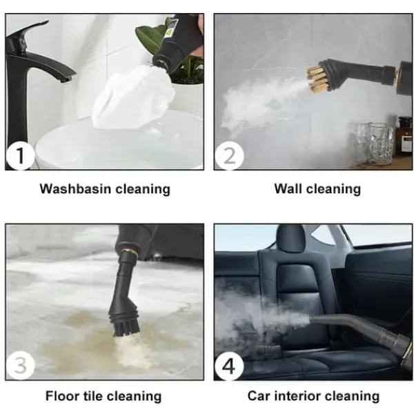 Håndholdt damprenser / steam cleaner - Opgraderet model - 2500 W - ≥105°C damp - 15 s opvarmning - 2 m slange - 220–240 V EU-stik - Rød Discount