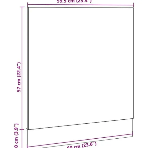 Opvaskemaskiner>Håndlavet opvaskemaskinepanel "Lyon" – Konstrueret træ | Størrelse: 60x1,5x67 cm