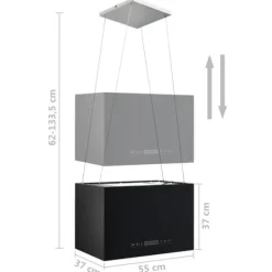 Hængende ø-emhætte med touchsensor og LED-lamper - Pulverlakeret stål | Størrelse: 55 cm Online