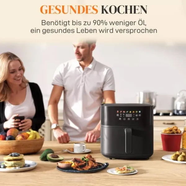 HOMCOM Airfryer 8L - Sort Kunststoff, 1700W, 8 Programmer, LED Touchskærm, Sundere Madlavning Discount
