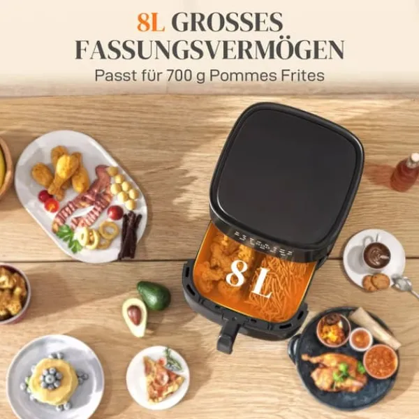 HOMCOM Airfryer 8L - Sort Kunststoff, 1700W, 8 Programmer, LED Touchskærm, Sundere Madlavning Discount