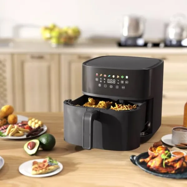 HOMCOM Airfryer 8L - Sort Kunststoff, 1700W, 8 Programmer, LED Touchskærm, Sundere Madlavning Discount