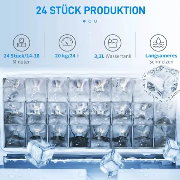 Isproducenter>HOMCOM Ismaskine 20 kg/24 timer, Rustfrit Stål, Sølv - Kompakt og Selvrensende