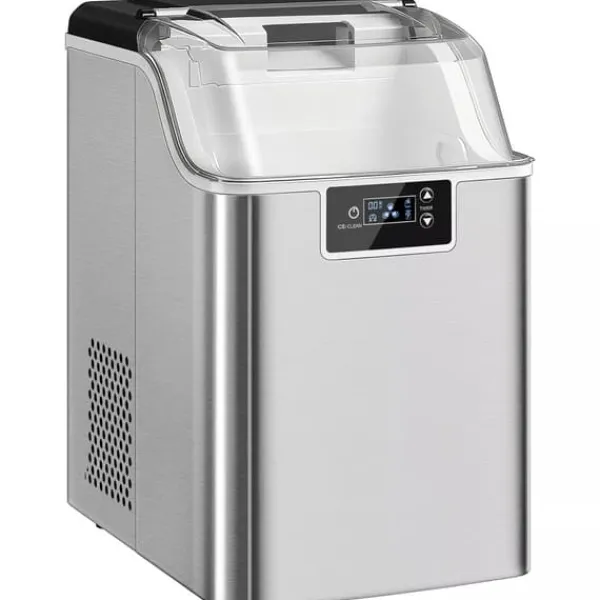 Isproducenter>HOMCOM Ismaskine, 20 kg/24t, Sølv/Rustfri Stål m. 2,1L Tank