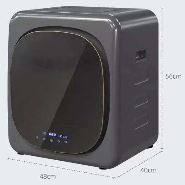 HOMCOM mini tørretumbler, 4 kg, 6 programmer, LED touchskærm, 800W, fritstående/vægmonterbar, aftræk, overophedningsbeskyttelse, grå Outlet