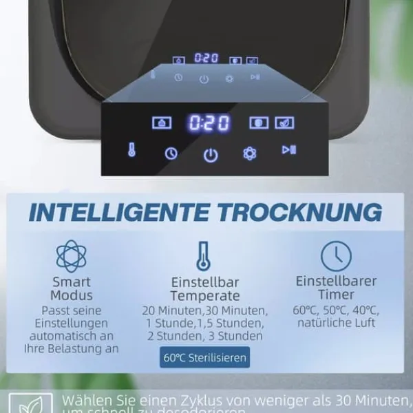 HOMCOM mini tørretumbler, 4 kg, 6 programmer, LED touchskærm, 800W, fritstående/vægmonterbar, aftræk, overophedningsbeskyttelse, grå Outlet