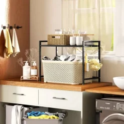 HOMCOM Udvidelsesbart Mikrobgeovnsstativ, Kkkenhylde i Metal, Sort New