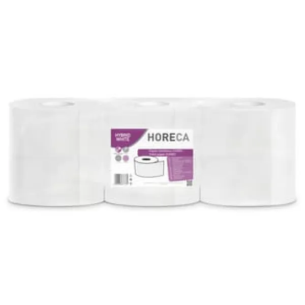 Toiletpapir>HORECA HYBRID HVID JUMBO toiletpapir 6 ruller 2-lags