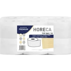 Toiletpapir>HORECA PREMIUM Jumbo mini toiletpapir type 260/15 12 ruller 3-lags