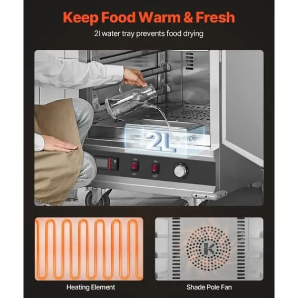 Hot Box Madvarmer 16-lags koncessionsskab, vandafløb, energieffektiv design, hurtig opvarmning, store kapacitet Sale