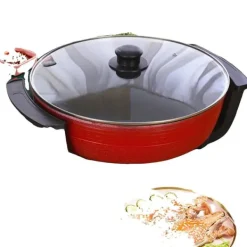 Elektriske Stegepander & Wokker>Hot Pot, 30,5 cm Diameter, 1360W Effekt, Non-Stick Belægning, Flere Temperaturindstillinger, Holdbar Aluminium Konstruktion