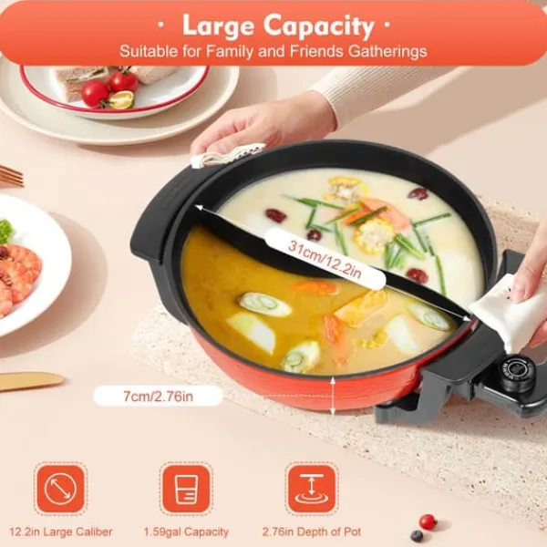 Hot pot, 6L kapacitet, 1360W effekt, 5 temperaturniveauer, 31 cm diameter Online