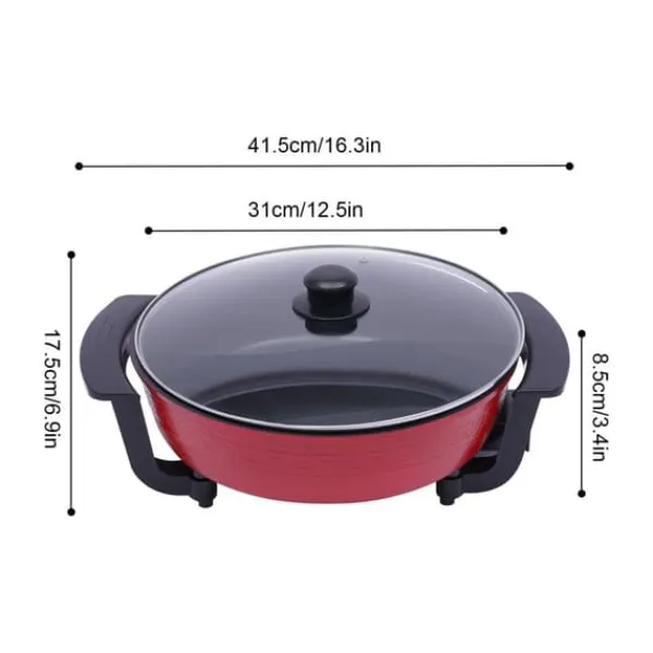 Elektriske Stegepander & Wokker>Hotpot, 1360W opvarmningskraft, 24 cm diameter, non-stick belægning, 360° cirkulationsopvarmning, skridsikre fødder