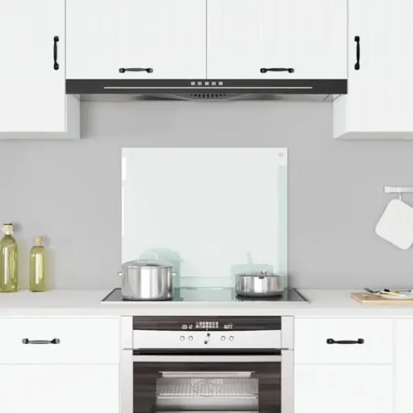 Hærdet glas stænkplade 70x60 cm | Farve: Hvid | Varmebestandig og ridsefast Clearance